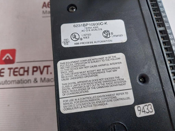 Abb 6231Bp10930C-k Analog Terminal I/O Block Ic660Bsm021 24/48 Vdc