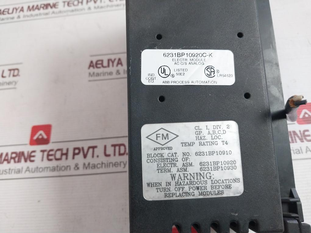 Abb 6231Bp10930C-k Current Source Analog I/O Module 115V 50/60Hz 125Vdc 0.25A