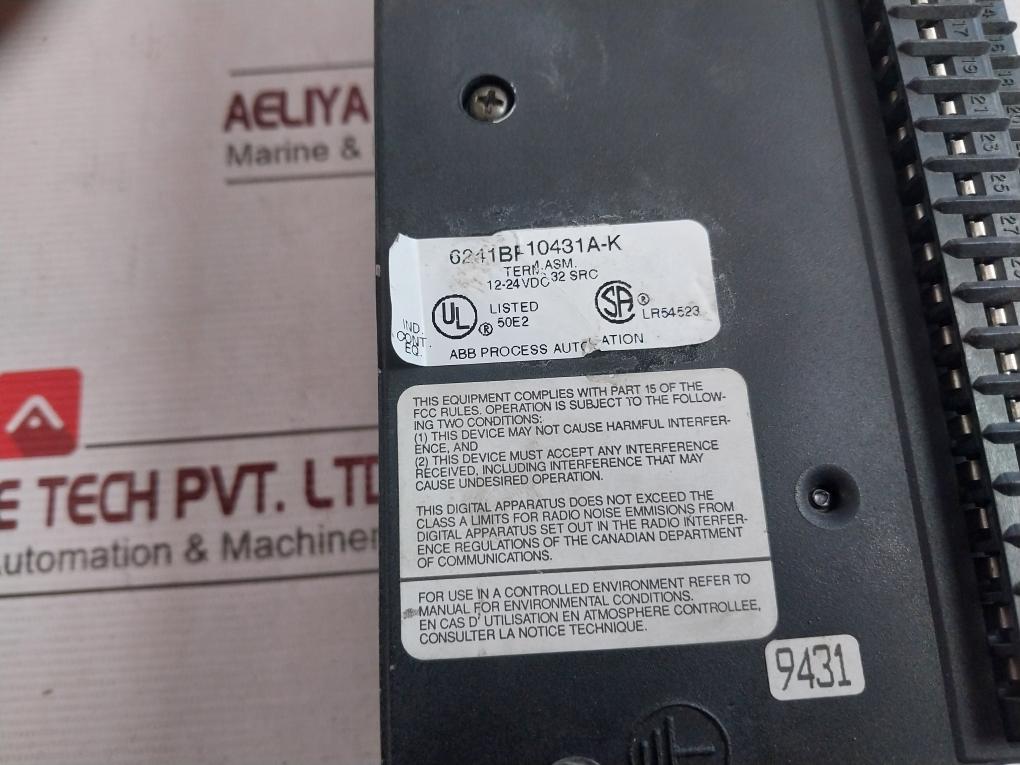 Abb 6241Bp10431A-k Terminal Assembly I/O Block 12/24Vdc Source In/Out