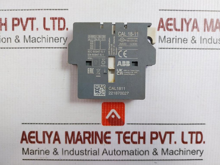 Abb 690V Ac 16A Ip20 Auxiliary Contact Block Cal18-11