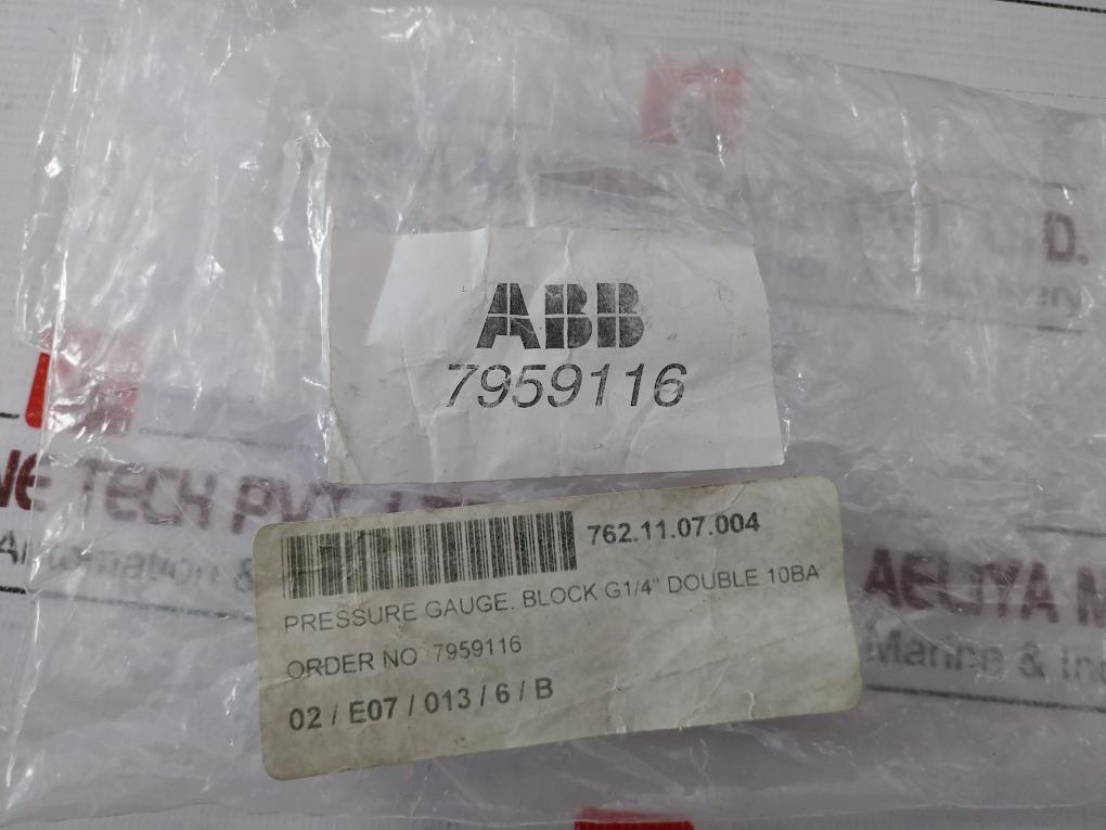 Abb 7959116 Pressure Gauge Block G1/4” Double 10bar