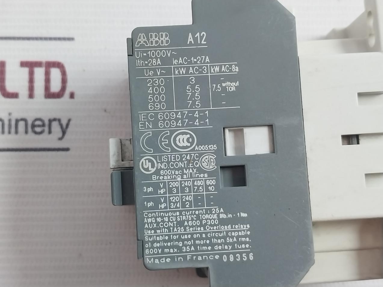Abb A12-30-10 Contactor 75˚C 50-60Hz