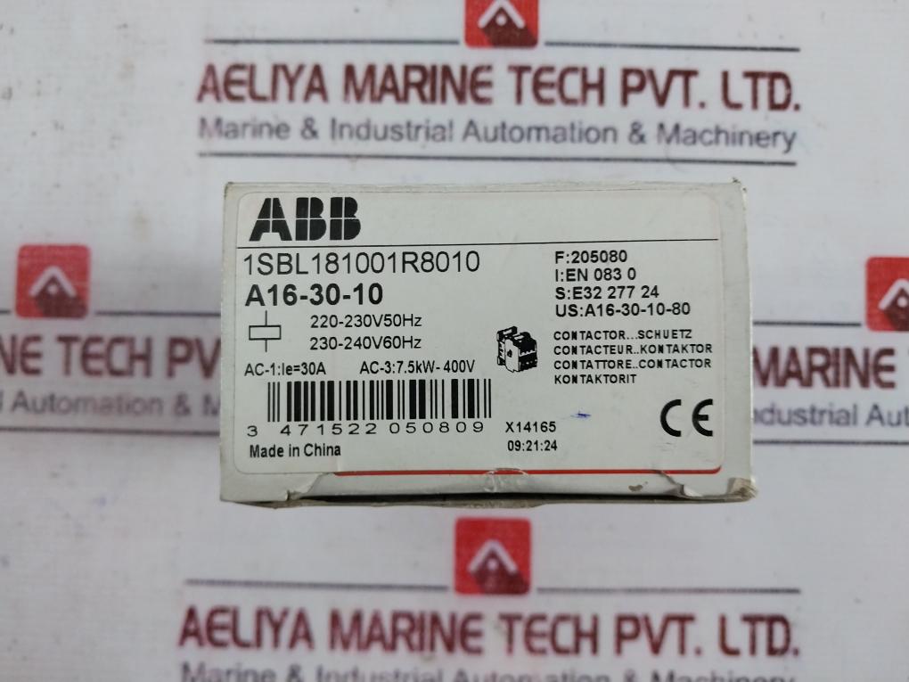 Abb A16-30-10 Contactor 30A 220-230V 50Hz 230-240V 60Hz