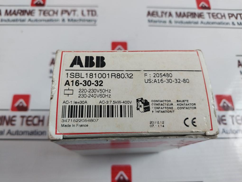 Abb A16-30-32 3 Pole Contactor 220-230v 50hz 230-240v 60hz 30a