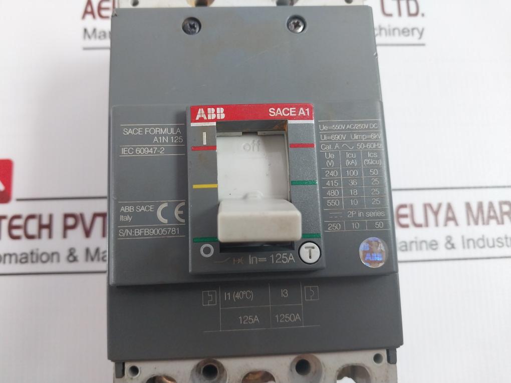 Abb A1N 125 Circuit Breaker 550Vac/250Vdc 690V 6Kv 125A L4334-v08 A