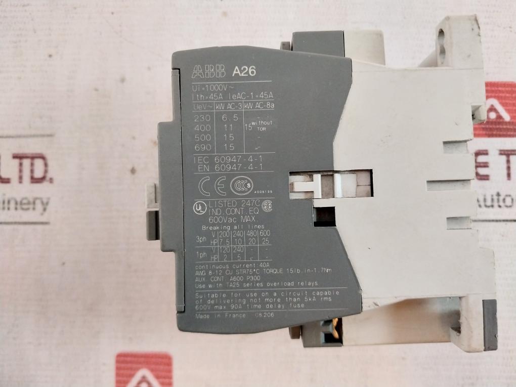 Abb A26-30-10 Contactor Relay 110-120V 60Hz A600 P300 A005135 R84 ...