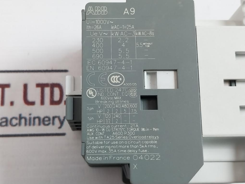 Abb A9-30-10 Contactor 26A 48V 50-60Hz