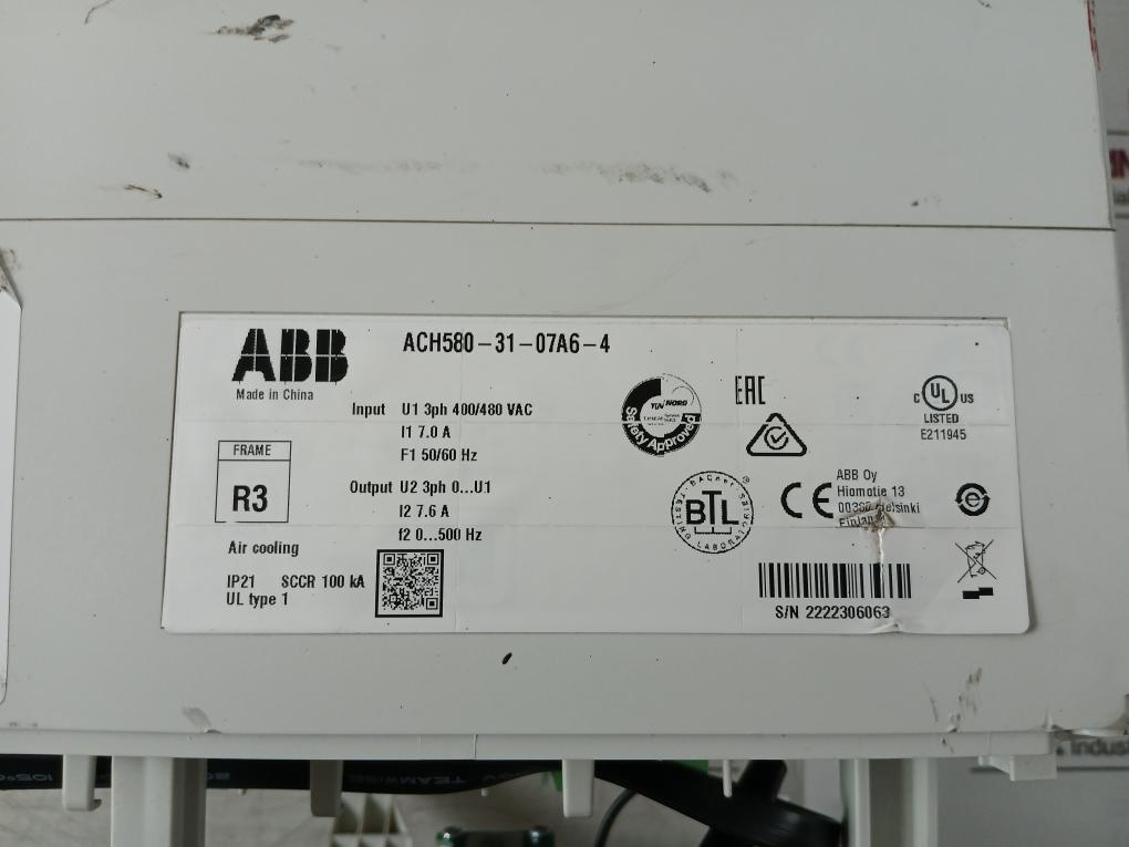 Abb Ach580-31-07A6-4 Wall-mounted Ultra-low Harmonic Drive Afb1224Ehe Ip21 2A