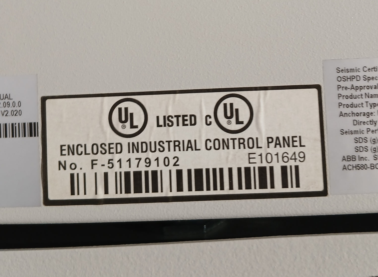 Abb Ach580-bcr-077A-4+E213+F267 Hvac Enclosed Industrial Control Panel Rev A