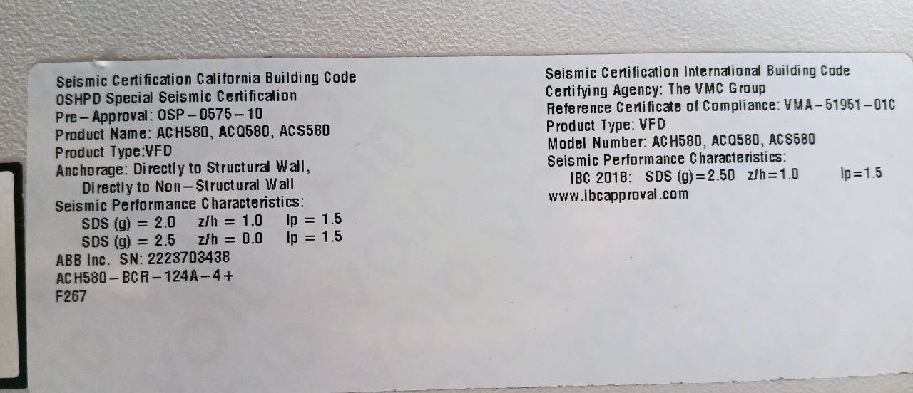 Abb Ach580-bcr-124A-4+F267 Hvac Enclosed Industrial Control Panel 100 Hp 100Ka