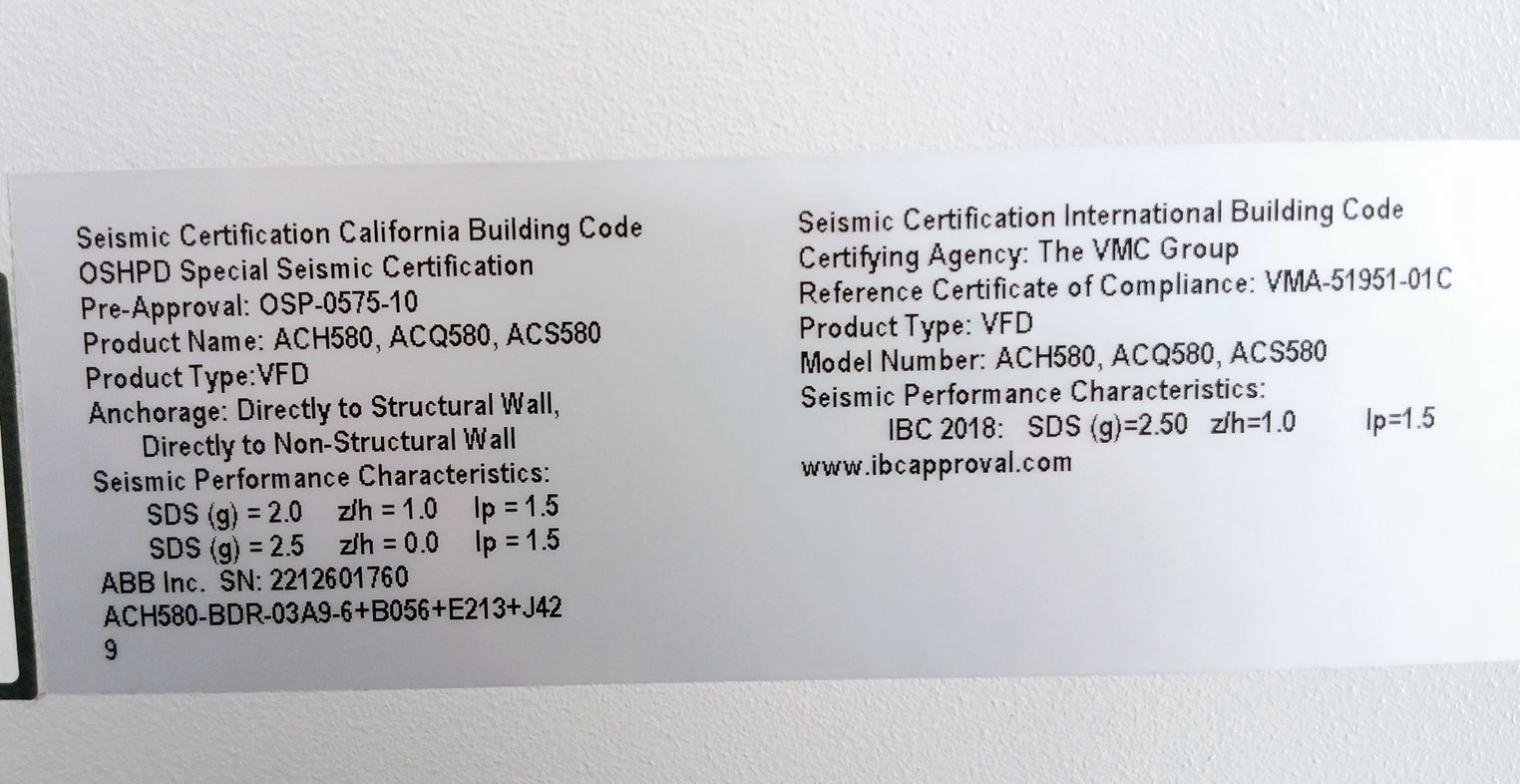 Abb Ach580-bdr-03A9-6+B056+E213+J429 Variable Frequency Drive For Hvac 3Hp 600Va