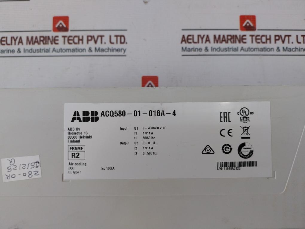 Abb Acq580-01-018A-4 Wall-mounted Drive 250V Ac 30V Dc 2A Max 250 Ma