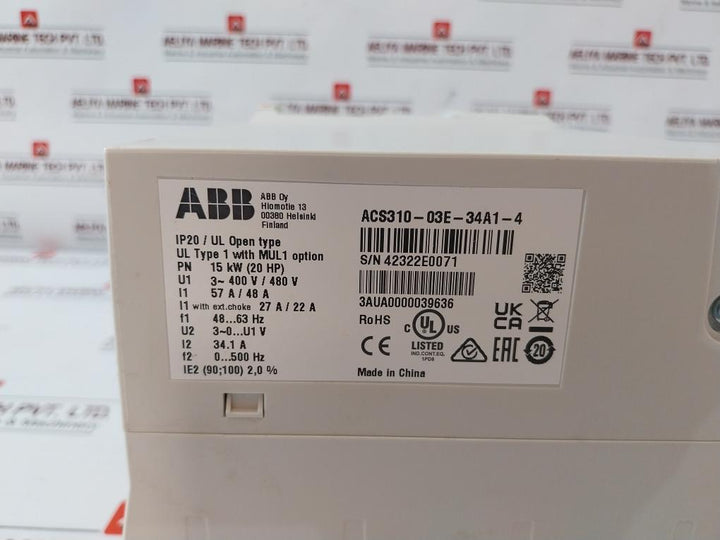 Abb Acs310-03E-34A1-4 Lv Ac Drive Module For Pump And Fan 30 Vdc
