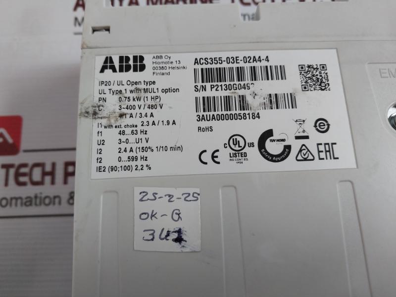 Abb Acs355-03E-02A4-4 Frequency Converter 3Aua0000058184 400V/480V 4.1A/3.4A