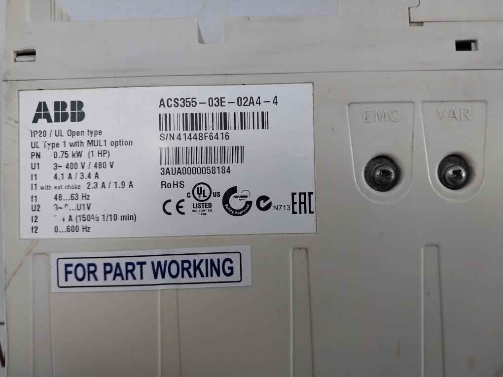 Abb Acs355-03e-02a4-4 Frequency Inverter Ip20 400v/480v (Not Working)