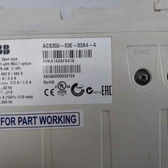 Abb Acs355-03e-02a4-4 Frequency Inverter Ip20 400v/480v (Not Working)