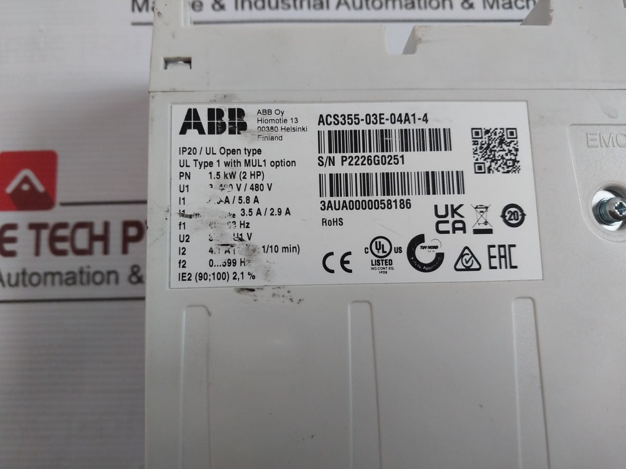 Abb Acs355-03E-04A1-4 Frequency Converter 3Aua0000058186 Ip20 30Vdc 400V/480V