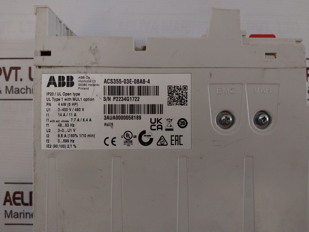 Abb Acs355-03E-08A8-4 Ac Machinery Drive Module 3- 400V/480V 48-63 Hz