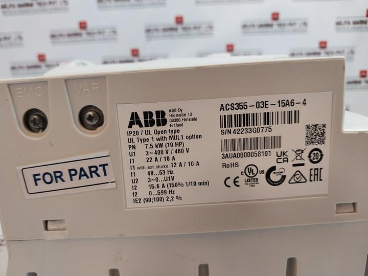 Abb Acs355-03E-15A6-4 Ac Machinery Drive Module 7.5 Kw 3-400V/480V