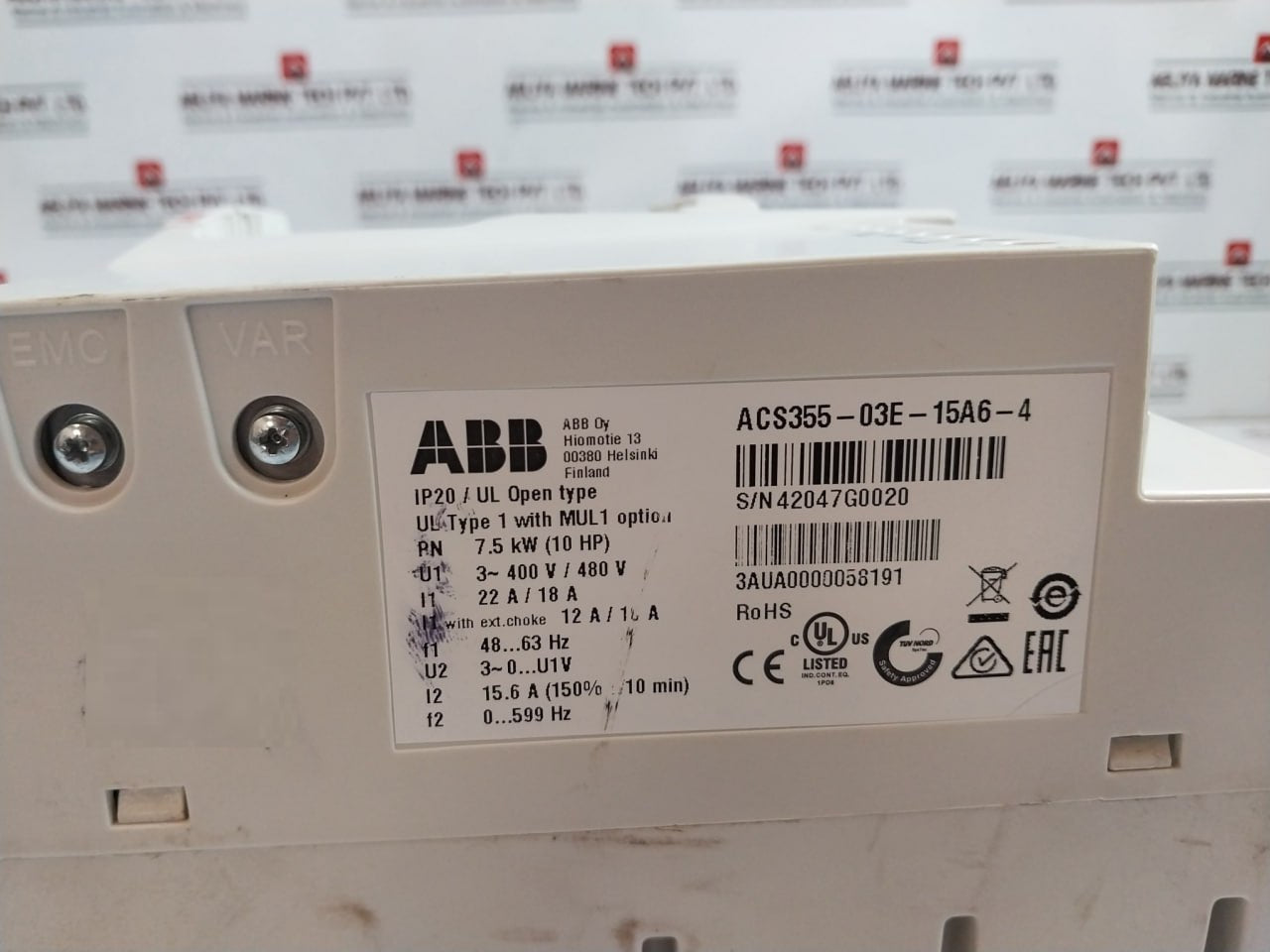 Abb Acs355-03E-15A6-4 Ac Machinery Drive Module 7.5 Kw (10 Hp) 22A/18A