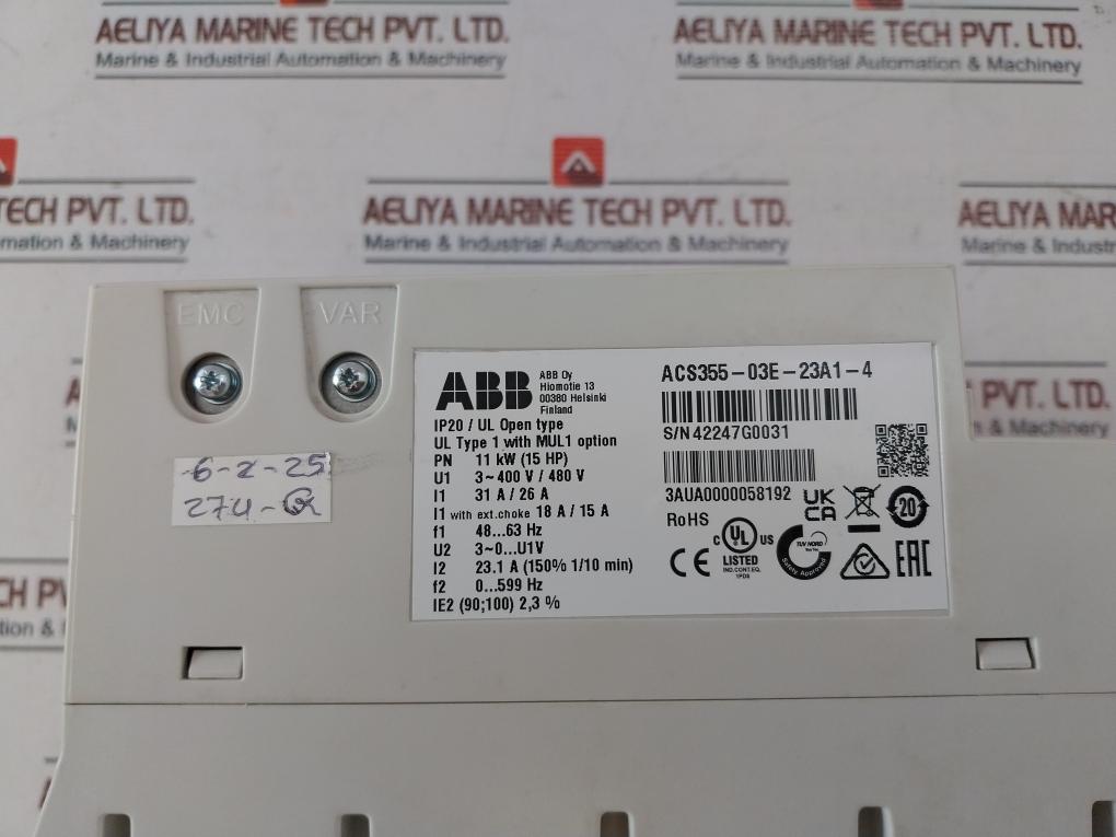 Abb Acs355-03E-23A1-4 Ac Inverter Drive 48-63Hz 30 Vdc A Br0-560