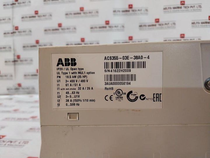 Abb Acs355-03E-38A0-4 Lv Ac Machinery Drive Module 3Aua0000058194 3-400V/480V
