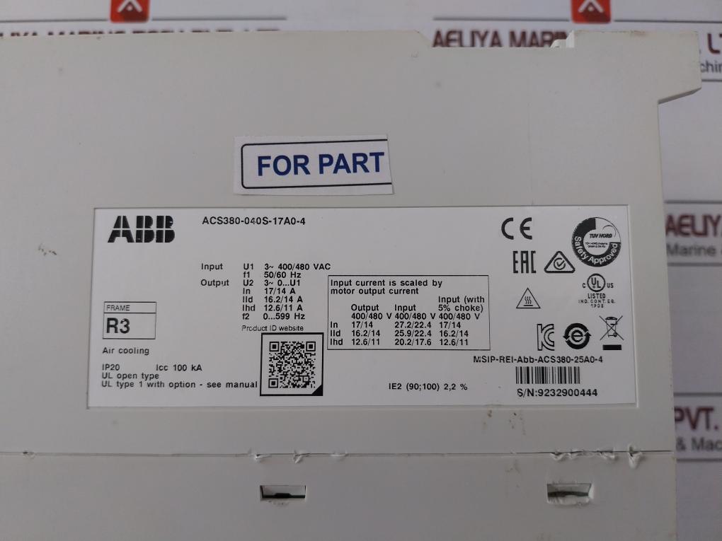 Abb Acs380-040S-17A0-4 Ac Machinery Drive Module 3-400/480Vac