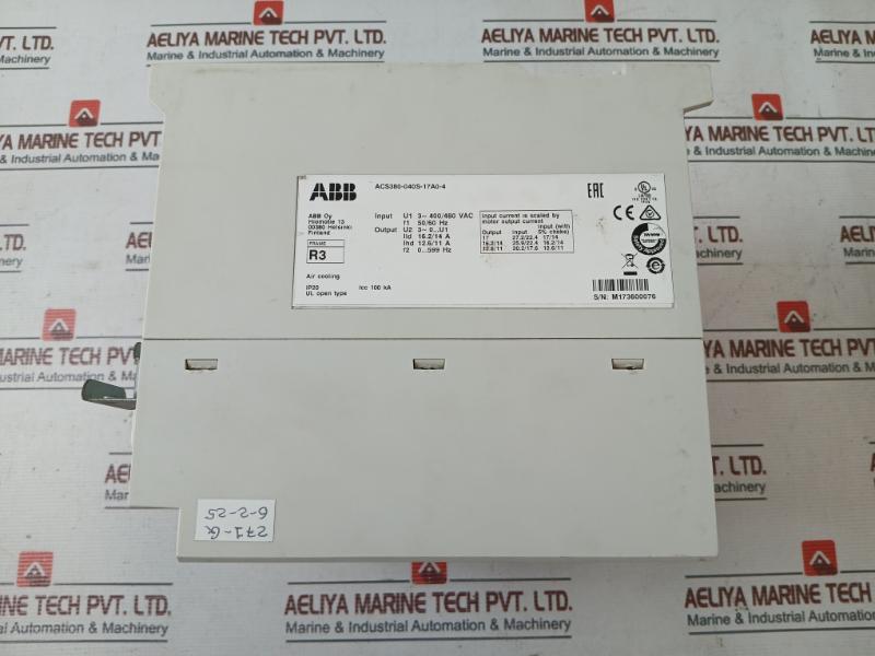 Abb Acs380-040S-17A0-4 Ac Machinery Drive Module Icc 100Ka F2 0-599 Hz