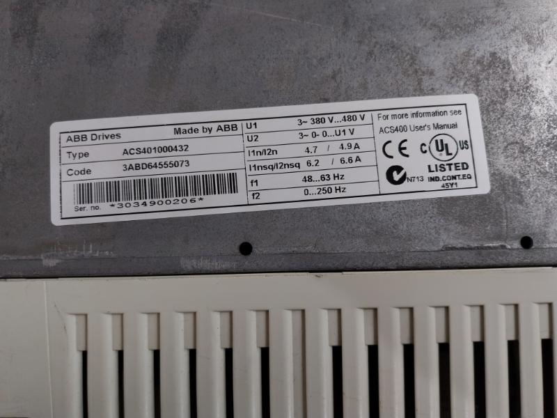 Abb Acs401000432 Frequency Converter 3abd64555073 (For Parts)