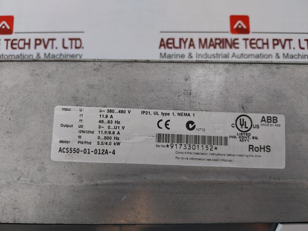 Abb Acs550-01-012A-4 Inverter Drive/Vfd Frequency Converter 48-63 Hz 0-500 Hz