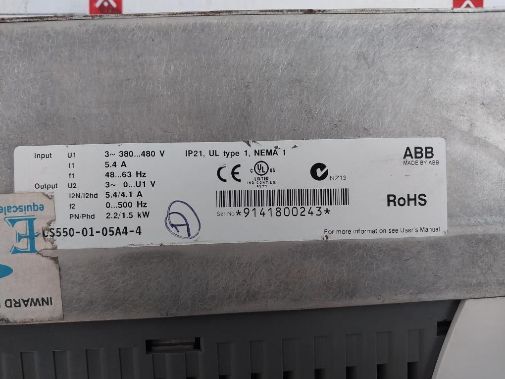 Abb Acs550-01-05A4-4 Frequency Converter 2.2Kw Input 380-480V 5.4A Output 500Hz