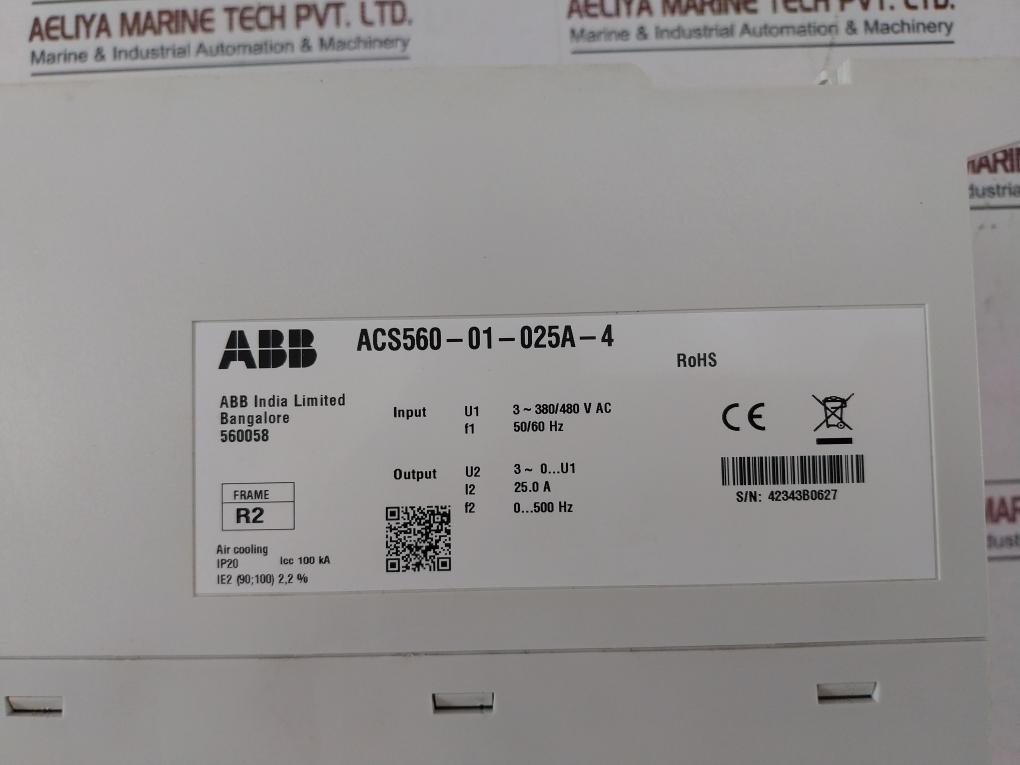 Abb Acs560-01-025A-4 Ac Drive 3-380/480V Ac 50/60Hz 25.0A Icc 100 Ka