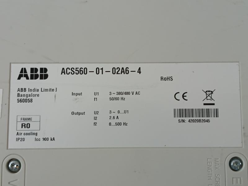 Abb Acs560-01-02A6-4 Ac General Purpose Drive V2.10.0.3 Ip20 100 Ka 50/60 Hz