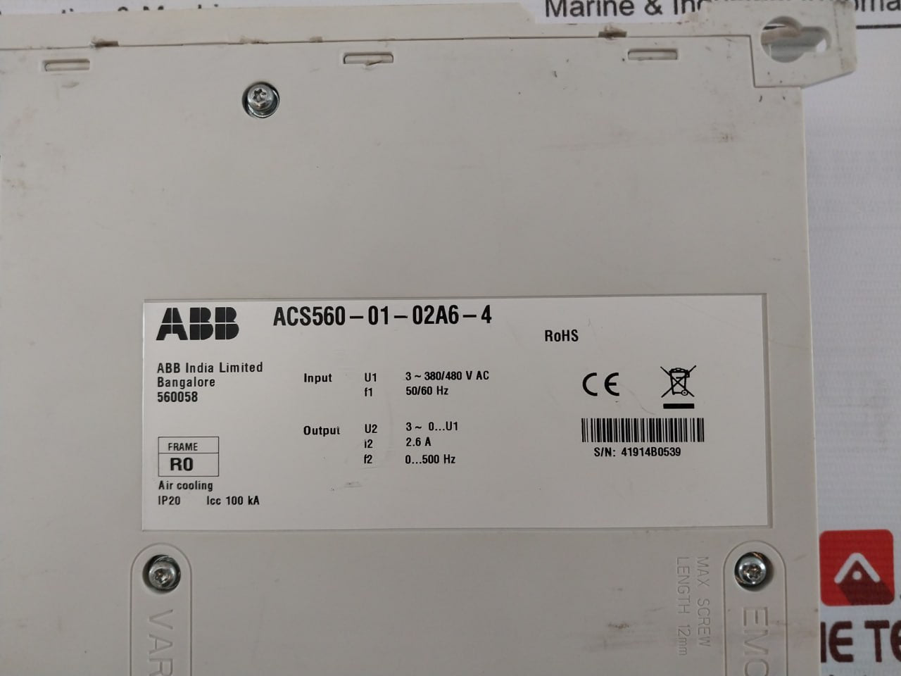 Abb Acs560-01-02A6-4 Wall-mounted Drive 250Vac 30Vdc 2A 3Axd50000032711