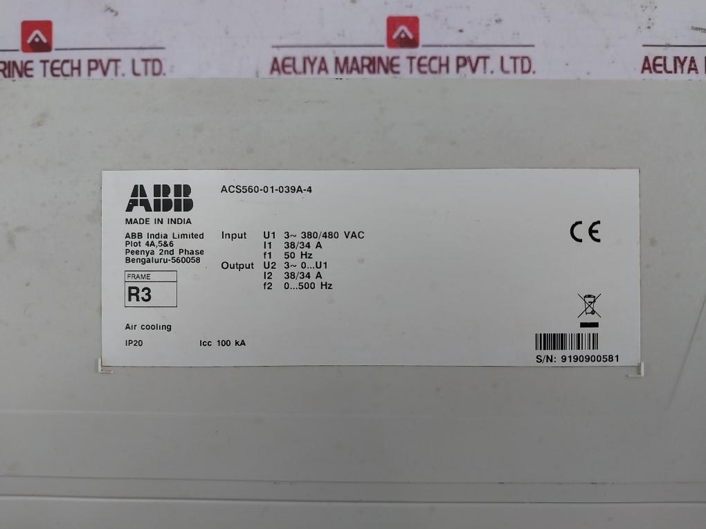Abb Acs560-01-039A-4 General Purpose Drive 3-380/480Vac 30Vdc 3Axd50000211616