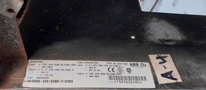 Abb Acs800-104-0580-7+E205 Inverter Drive Module 64650343 Aofc-02, Agdr-61C