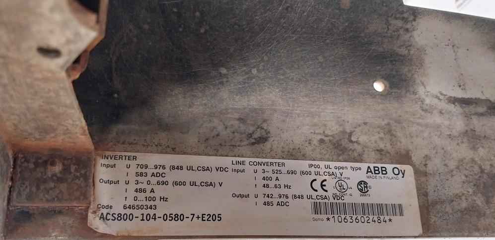 Abb Acs800-104-0580-7+E205 Inverter Drive Module Aofc-02, Agdr-61C, Aint-12C