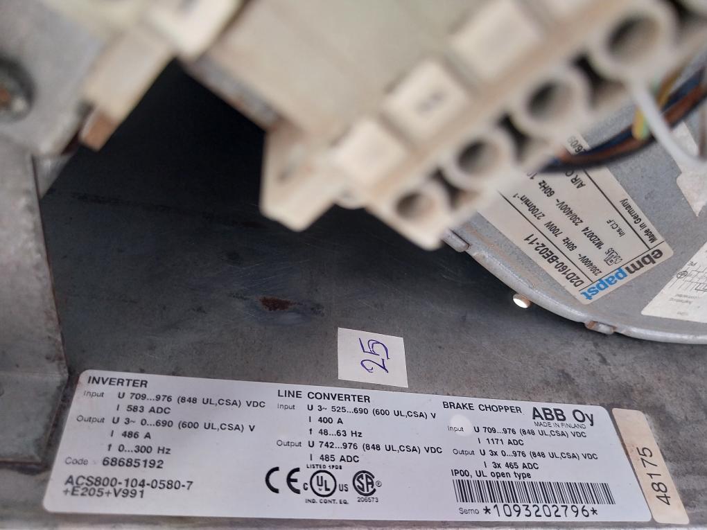 Abb Acs800-104-0580-7+E205+V991 Inverter Drive Module 583Adc 709-976Vdc 0-300Hz