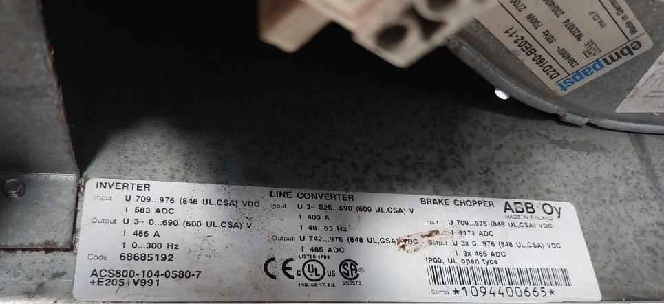 Abb Acs800-104-0580-7+E205+V991 Inverter Drive Module 68685192 Aofc-02, Atmb-01C