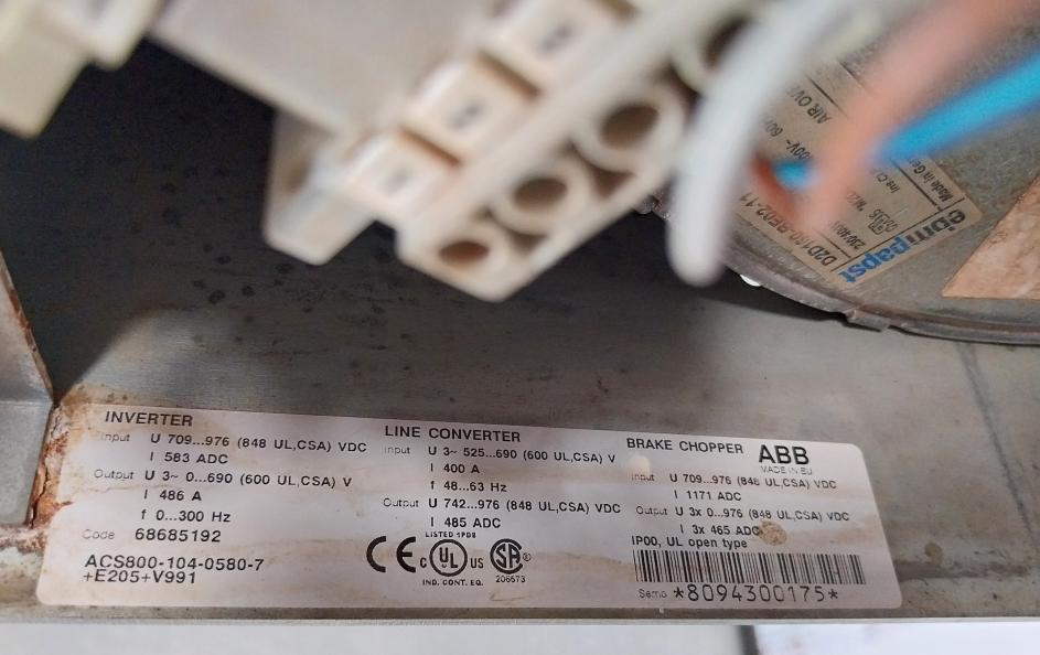 Abb Acs800-104-0580-7+E205+V991 Inverter Drive Module 68685192 Atmb-01C Rev B