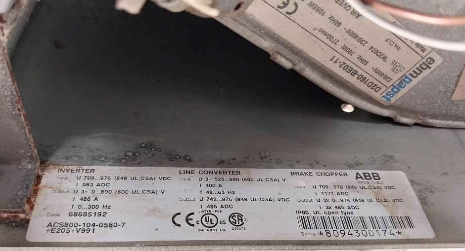 Abb Acs800-104-0580-7+E205+V991 Inverter Drive Module 68685192 Ip00 Aofc-02