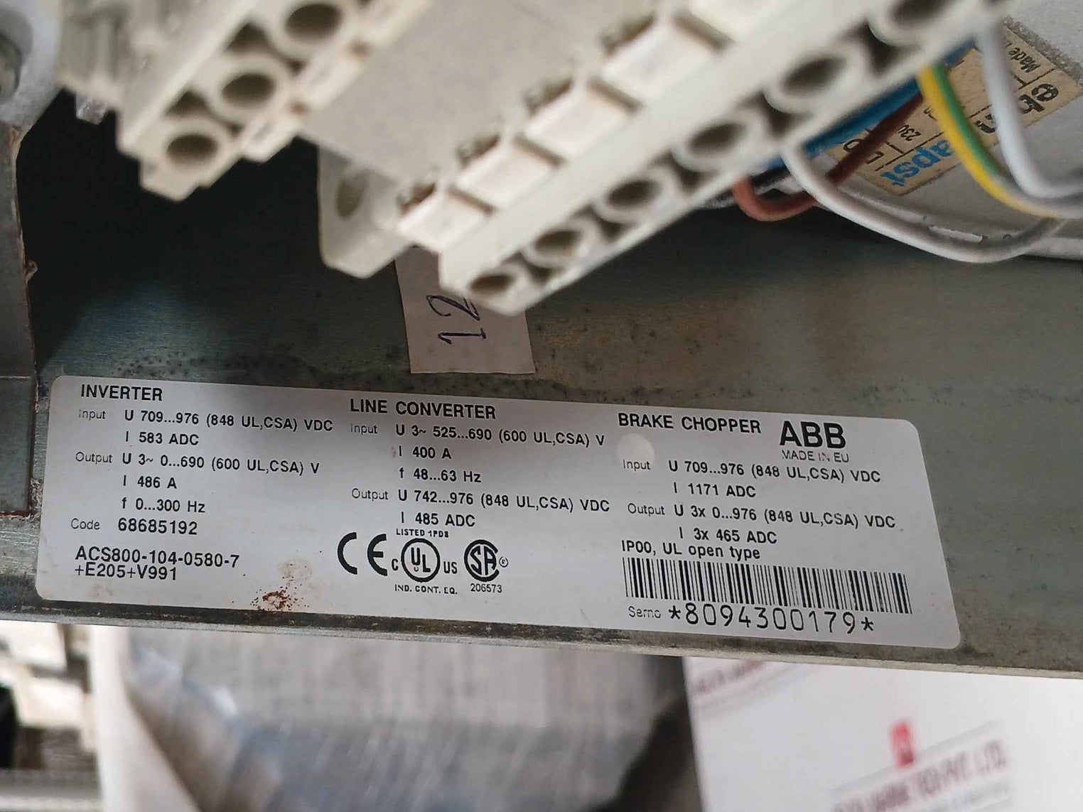 Abb Acs800-104-0580-7+E205+V991 Inverter Drive Module 709-976 Vdc 583 Adc
