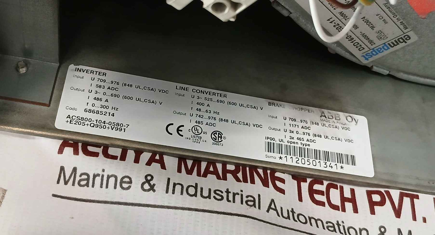 Abb Acs800-104-0580-7+e205+q950+v991 Inverter Drive Module 0–690vac 486a 0–300hz