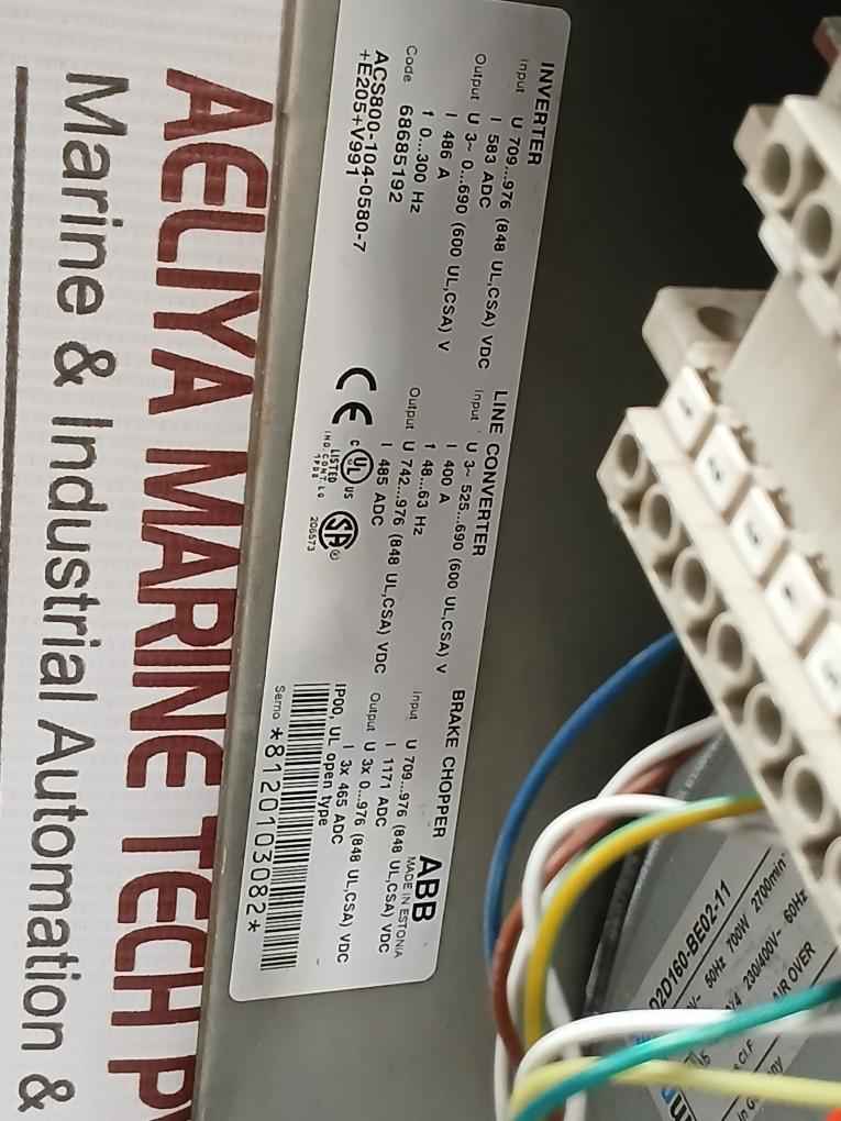 Abb Acs800-104-0580-7+e205+v991 Industrial Inverter Drive 0–690 Vac 486a 0–300hz