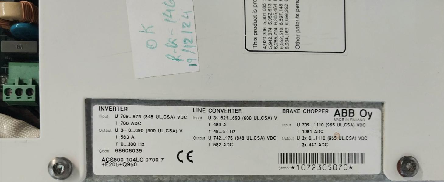 Abb Acs800-104Lc-0700-7+E205+Q950 Line Converter Inverter I/O Module 3X8Kgg