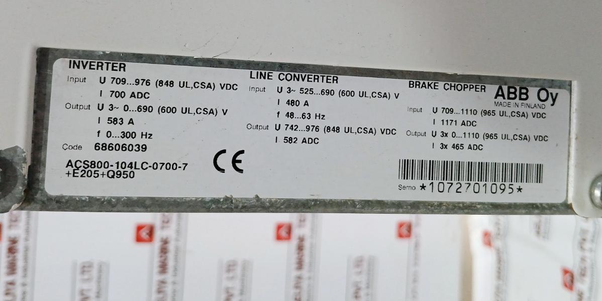 Abb Acs800-104Lc-0700-7+E205+Q950 Line Converter Inverter I/O Unit