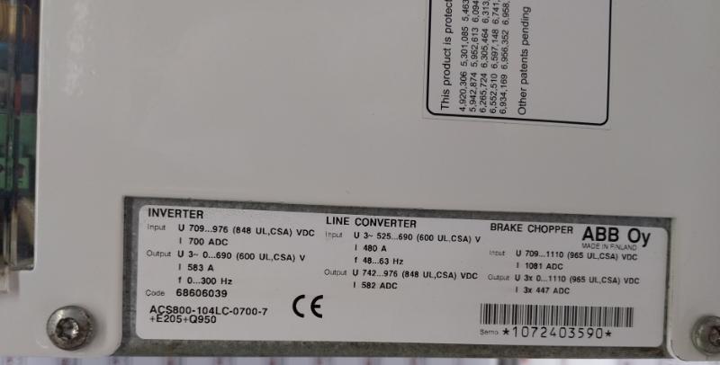 Abb Acs800-104Lc-0700-7+E205+Q950 Inverter Drive Module Apow-01C Agps21C Aofc-03