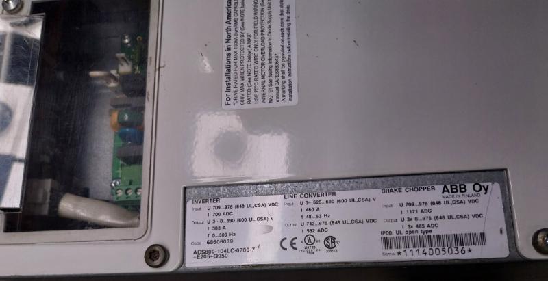 Abb Acs800-104Lc-0700-7+E205+Q950 Inverter Unit Module 709…976Vdc 700 Adc