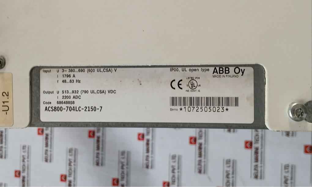 Abb Acs800-704Lc-2150-7 Drive Supply Unit 380-690V Ac 1796 A 48-63 Hz 68648858
