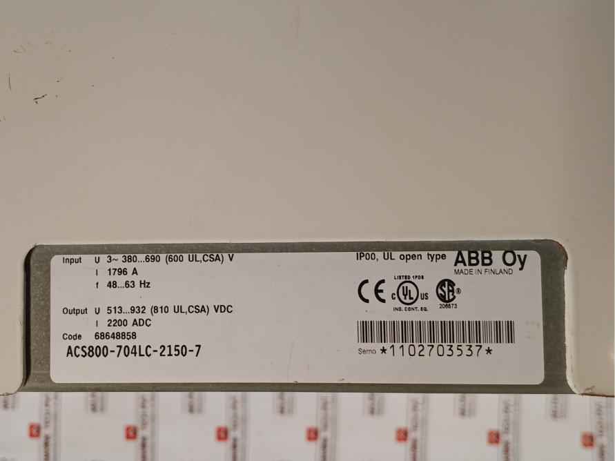 Abb Acs800-704Lc-2150-7 Drive Supply Unit Dsmb-03C Rev F 380-690V Ac 1796 A